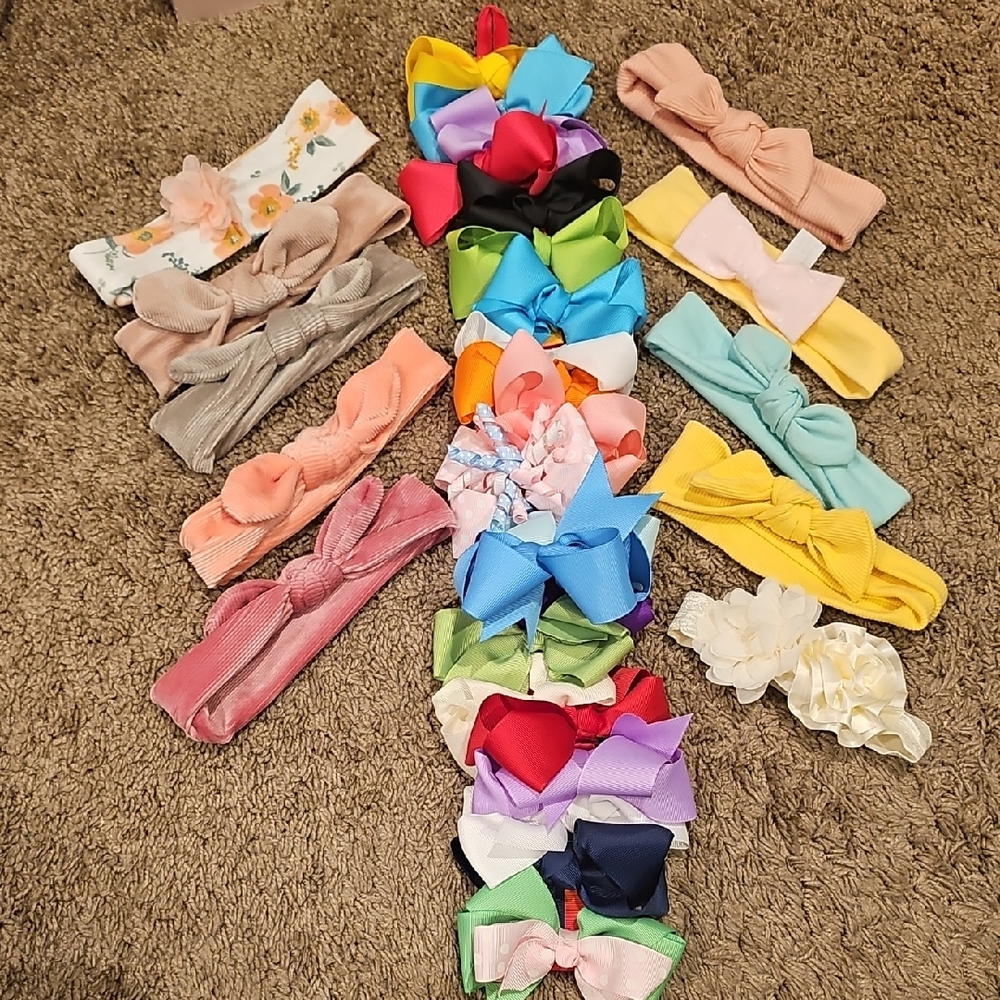 Colorful Kids Bow Headband Set